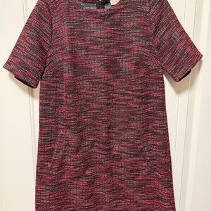 LOFT Pink and Black Textured Mini Dress